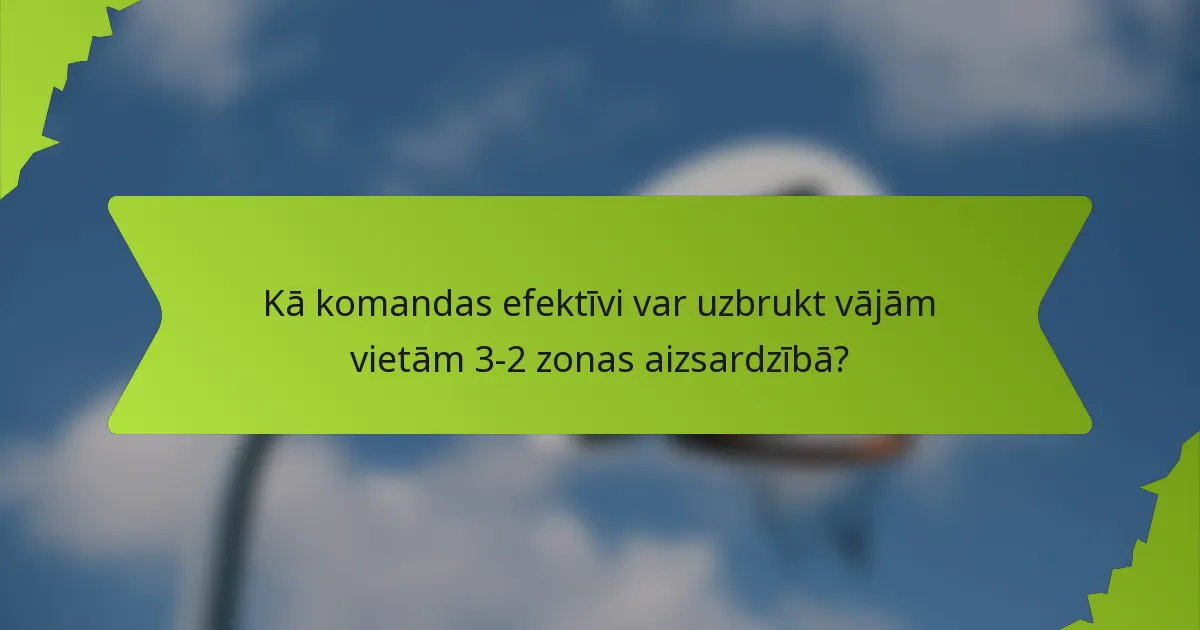 Kā komandas efektīvi var uzbrukt vājām vietām 3-2 zonas aizsardzībā?